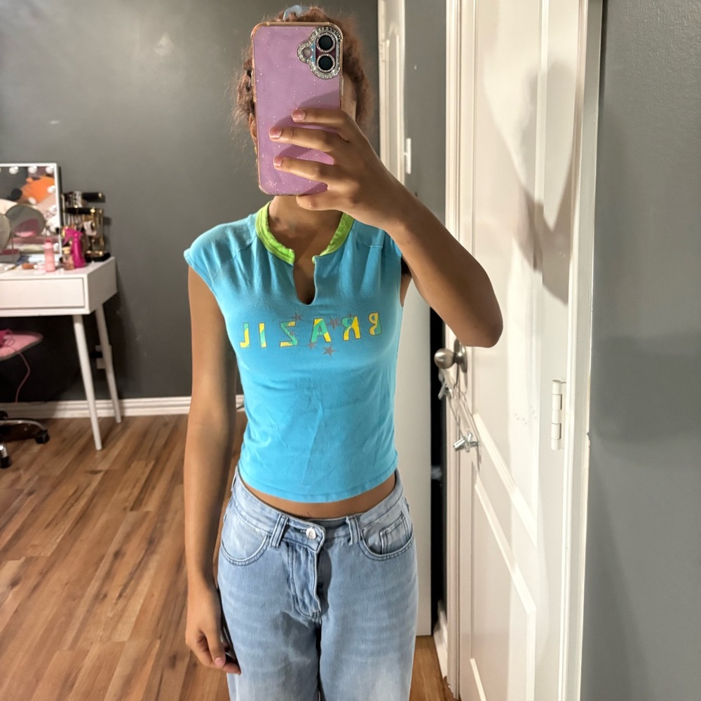 Blue and Green Brazil Graphic Tee